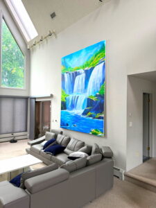 Huge and heavy painting, 9x7 ft and 100 lbs.