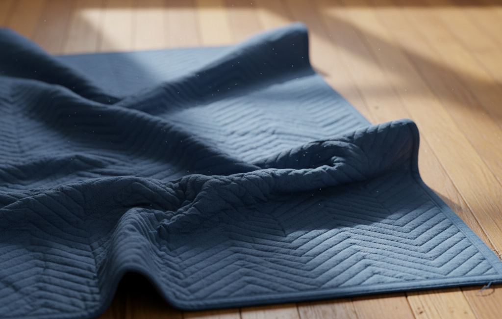 Moving blanket protects the floor